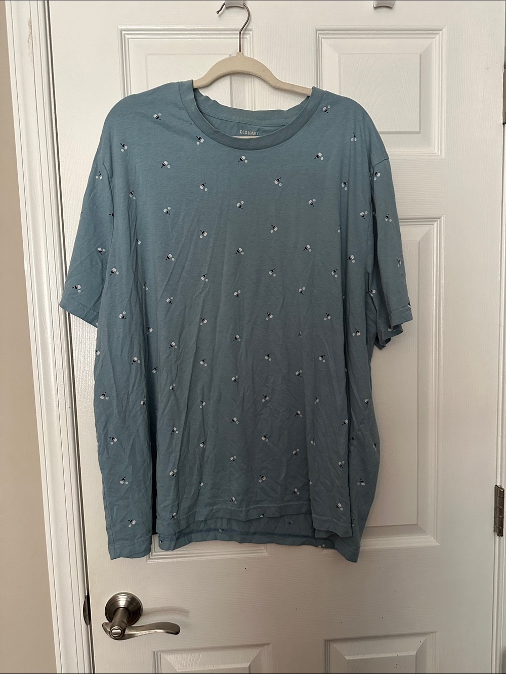 Old Navy Men's Crewneck Tee - Dusty Teal with Pickleball Pattern
